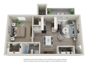 1 Bed 1 Bath 3098-2 floor plan